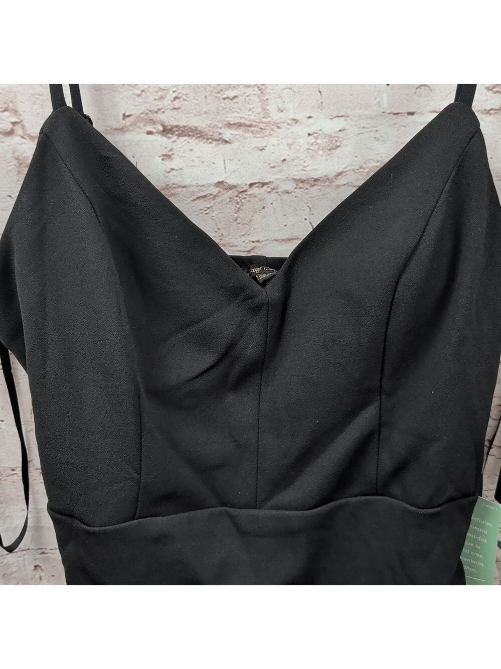 Elegant Black Spaghetti Strap Dress City Triangles XL New Nwt - Picture 6 of 8